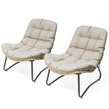 PE Wicker Outdoor Patio Chair Set of 2 with Cushion