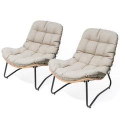 PE Wicker Outdoor Patio Chair Set of 2 with Cushion