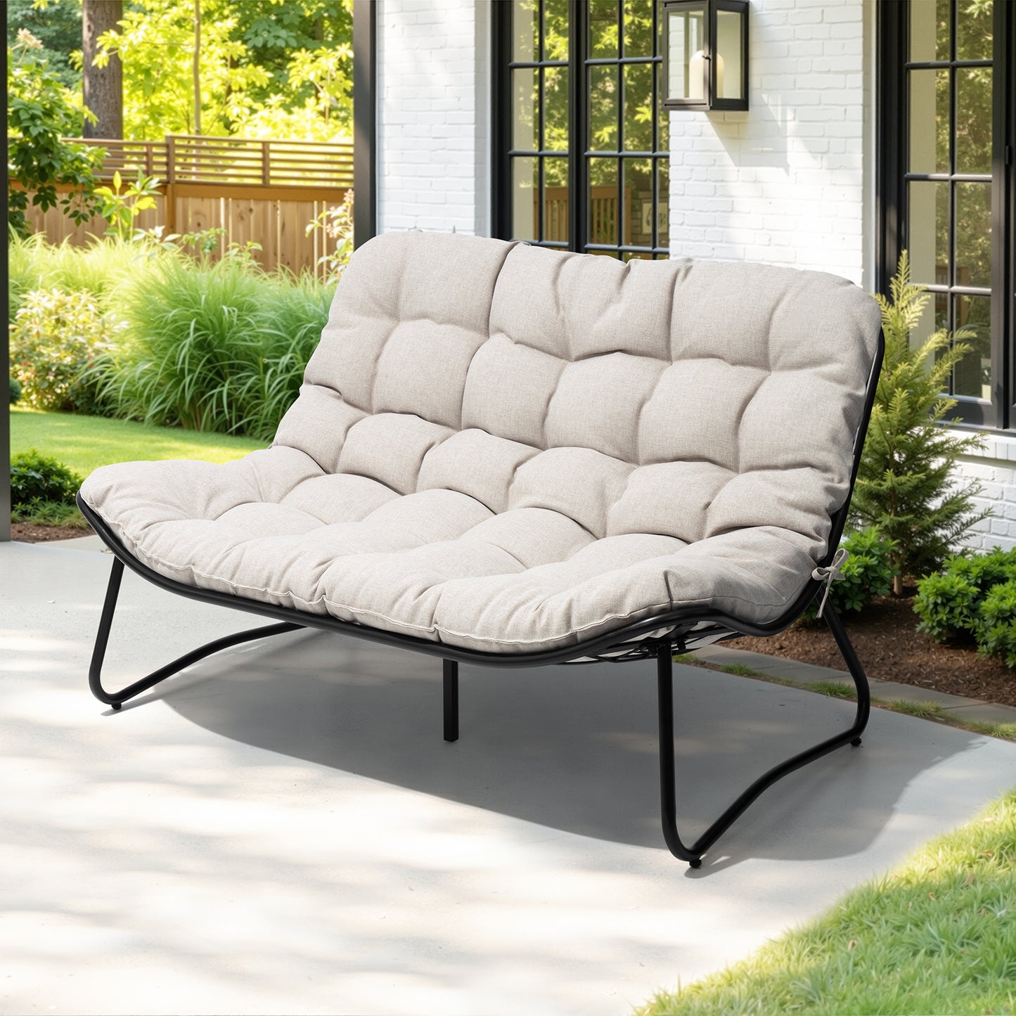 Crestlive Products Steel 2-Seater Outdoor Loveseat with Cushion