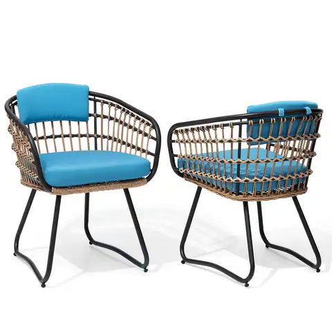 Three-piece PE rattan outdoor chair set in Blue