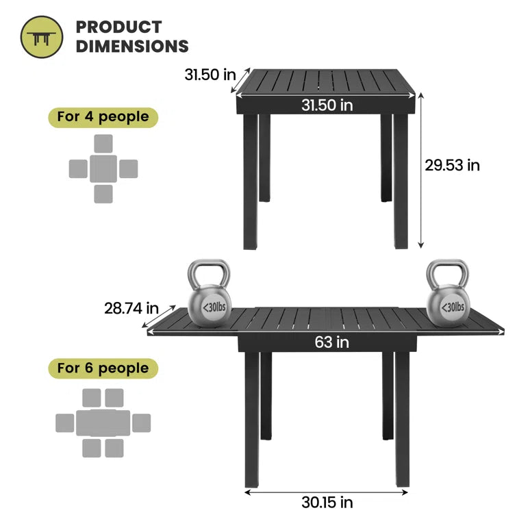Crestlive Products Outdoor Dining Table Aluminum Extendable Table