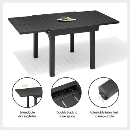Crestlive Products Outdoor Dining Table Aluminum Extendable Table