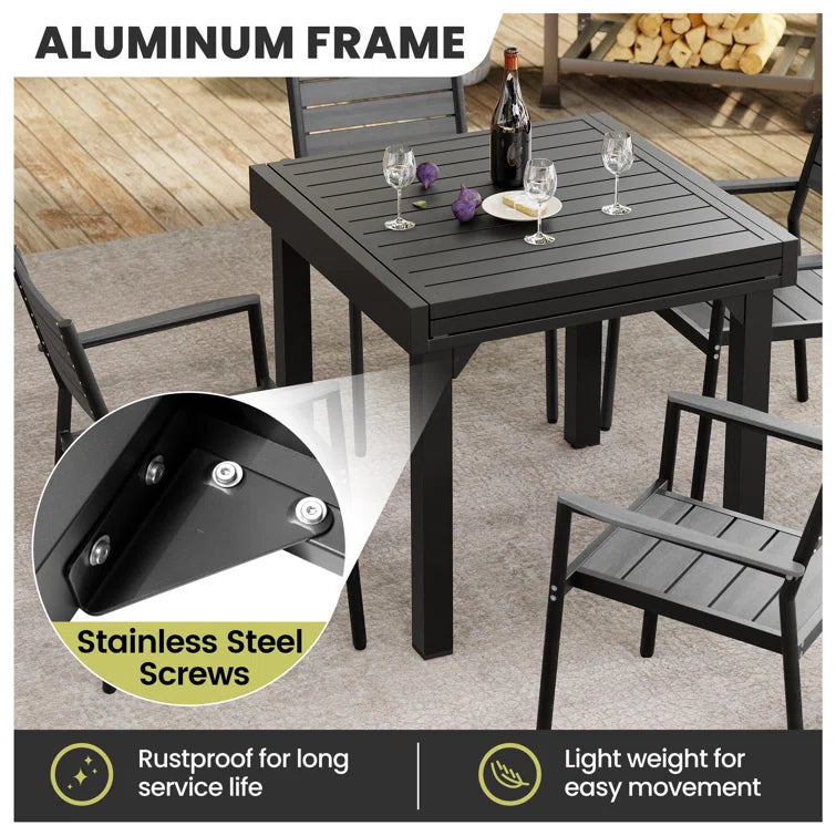 Crestlive Products Outdoor Dining Table Aluminum Extendable Table