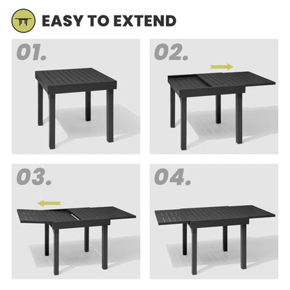 Crestlive Products Outdoor Dining Table Aluminum Extendable Table