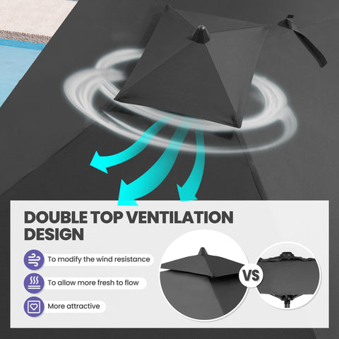 Crestlive Products 10x7ft Aluminum Double Top Rectangular Market Umbrella with Tilt