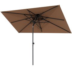 10x7 ft Aluminum Market Umbrella with Tilt & Double Top