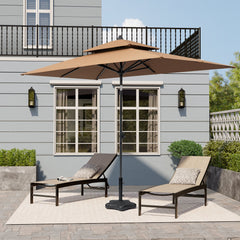 10x7 ft Aluminum Market Umbrella with Tilt & Double Top