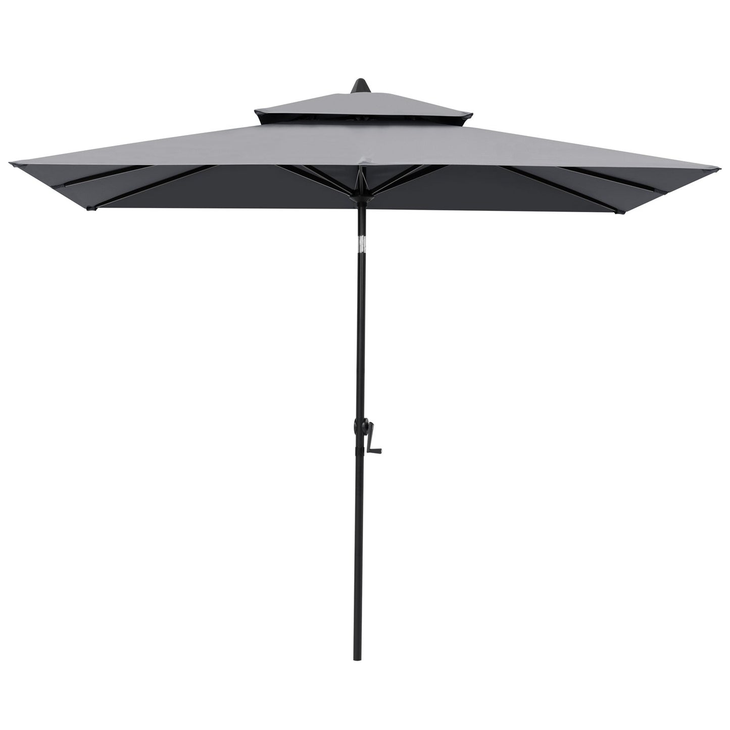 Crestlive Products 10 x 7 ft Aluminum Double Top Crank Market Patio Umbrella