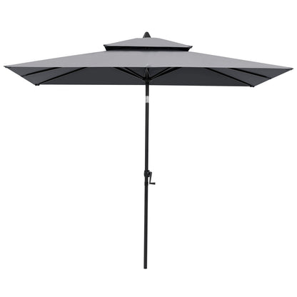 Crestlive Products 10 x 7 ft Aluminum Double Top Crank Market Patio Umbrella