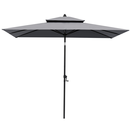 Crestlive Products 10 x 7 ft Aluminum Double Top Crank Market Patio Umbrella