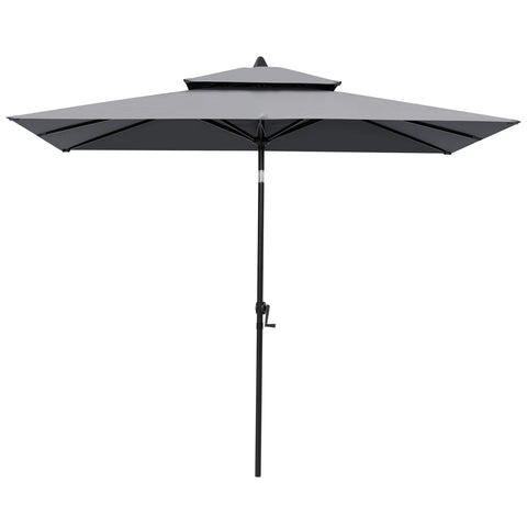 Crestlive Products 10x7ft Aluminum Double Top Rectangular Market Umbrella with Tilt