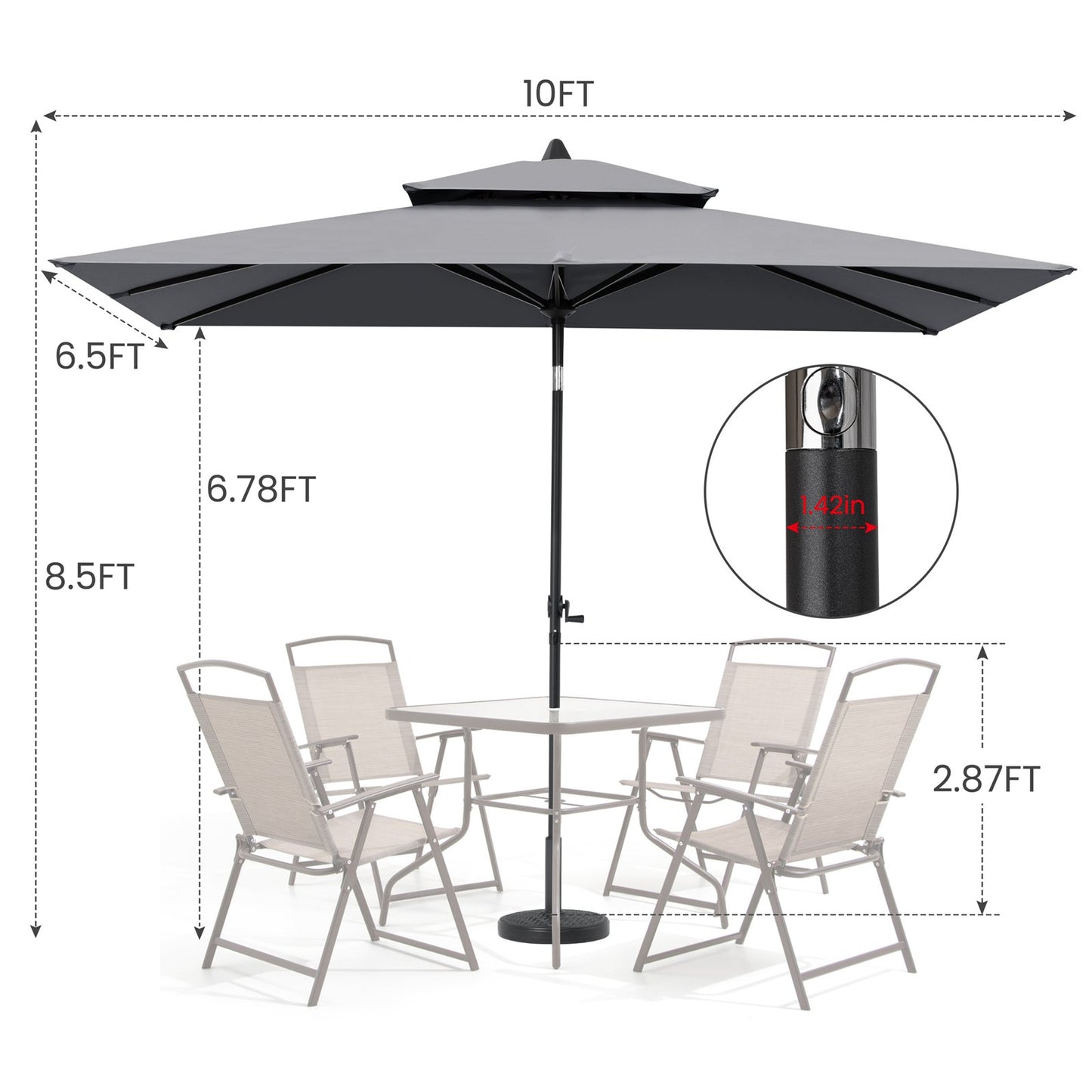 Crestlive Products 10 x 7 ft Aluminum Double Top Crank Market Patio Umbrella