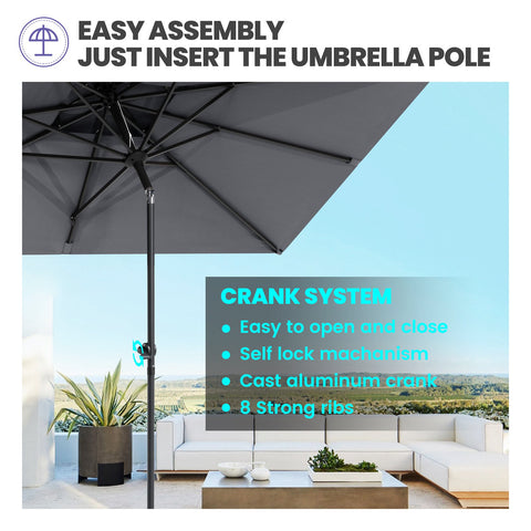 Crestlive Products 10x7ft Aluminum Double Top Rectangular Market Umbrella with Tilt