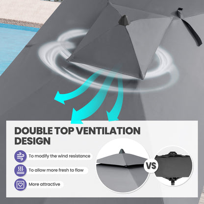 Crestlive Products 10 x 7 ft Aluminum Double Top Crank Market Patio Umbrella