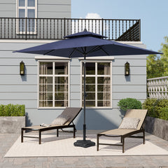 10x7 ft Aluminum Market Umbrella with Tilt & Double Top