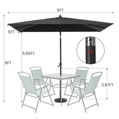 9x5 ft Aluminum Market Umbrella with Tilt