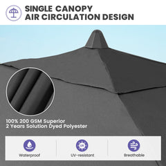 9x5 ft Aluminum Market Umbrella with Tilt