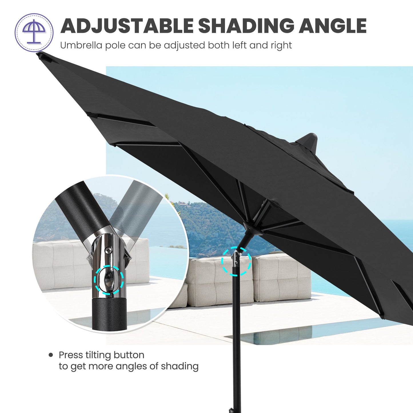 Crestlive Products Outdoor 9x5 ft Rectangular Market Umbrella Double Top Aluminum Tilt