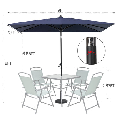 Crestlive Products Outdoor 9x5 ft Rectangular Market Umbrella Double Top Aluminum Tilt