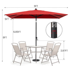 9x5 ft Aluminum Market Umbrella with Tilt
