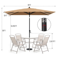 9x5 ft Aluminum Market Umbrella with Tilt