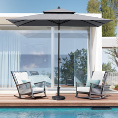 9x5 ft Aluminum Market Umbrella with Tilt & Double Top