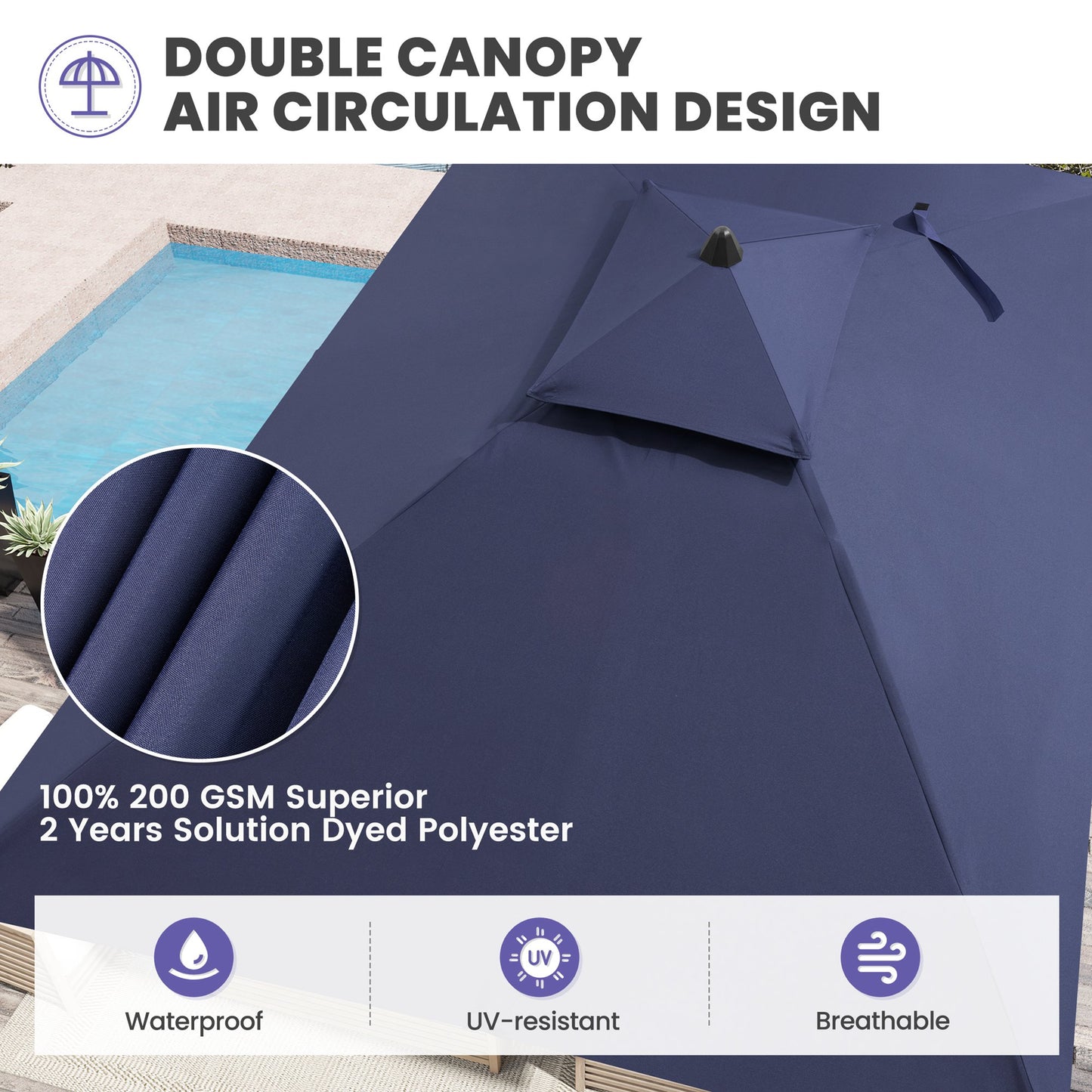 Crestlive Products Outdoor 9x5 ft Extra Large Rectangular Market Umbrella Double Top Aluminum Tilt