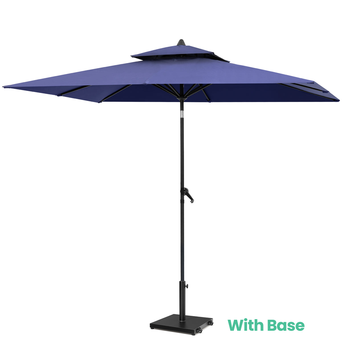 Crestlive Products 9x5ft Patio Umbrella with Base Included , Umbrella with Fade-Resistant Canopy, 43-lb Heavy-Duty Concrete Umbrella Stand with Wheels for outdoor