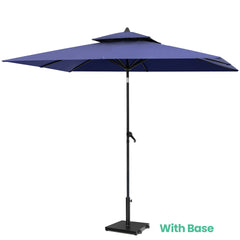 Crestlive Products 9x5ft Patio Umbrella with Base Included , Umbrella with Fade-Resistant Canopy, 43-lb Heavy-Duty Concrete Umbrella Stand with Wheels for outdoor