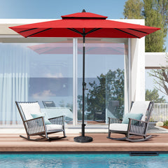 9x5 ft Aluminum Market Umbrella with Tilt & Double Top