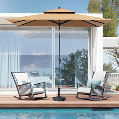 9x5 ft Aluminum Market Umbrella with Tilt & Double Top