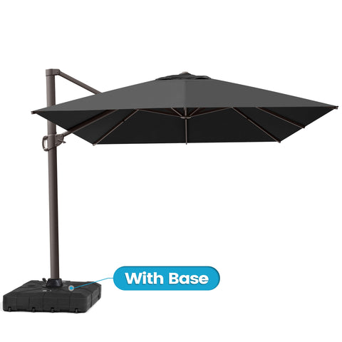 Crestlive Products 13x10ft Aluminum Crank Cantilever Patio Umbrella with Base Options