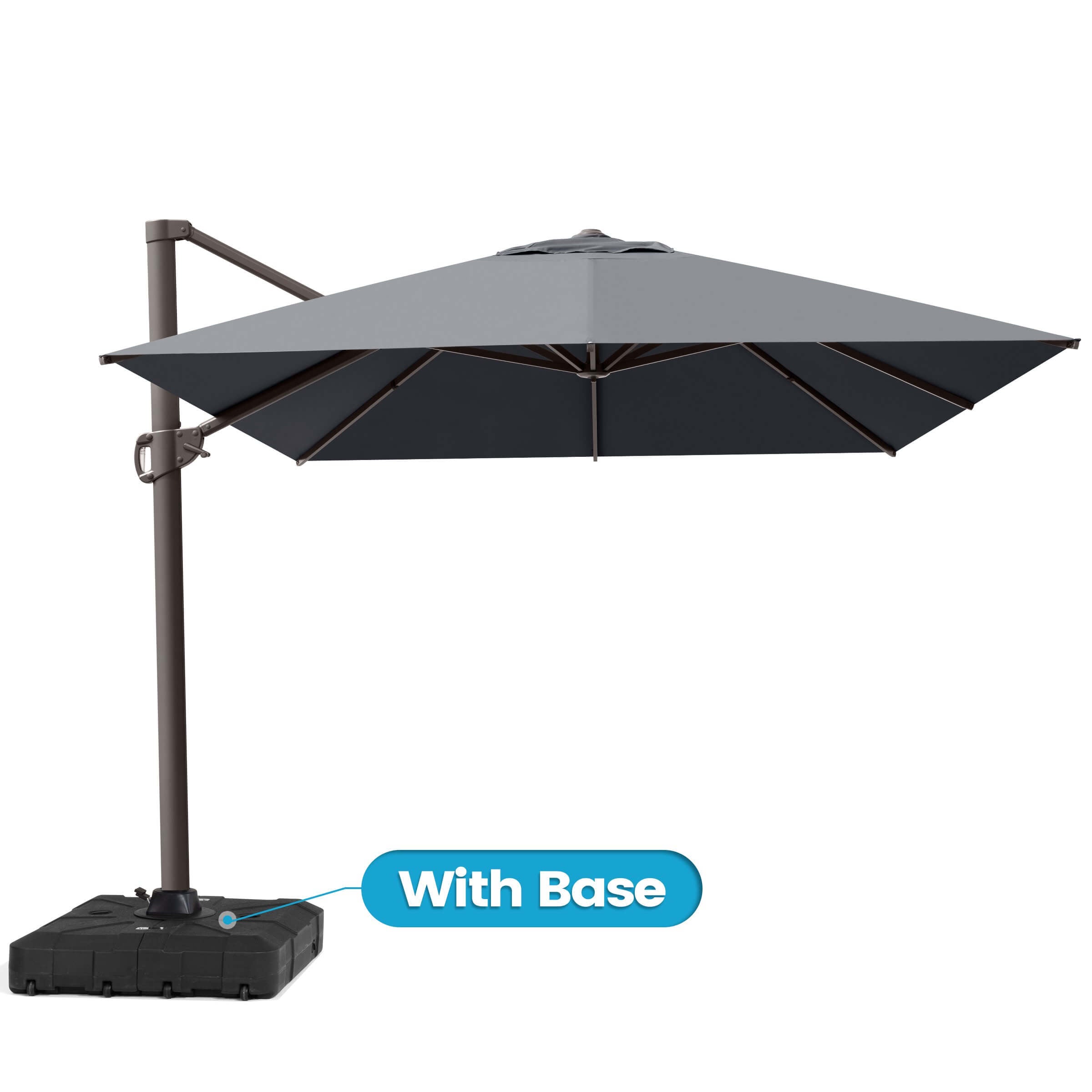 cantilever patio umbrella gray PatioKingdom with Base, Outdoor Large Offset Umbrella 12FT / At that wonderful moment Cantilever 10FT Square Aluminum Umbrella