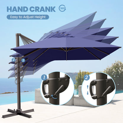 Crestlive Products 13x10ft Aluminum Crank Cantilever Patio Umbrella