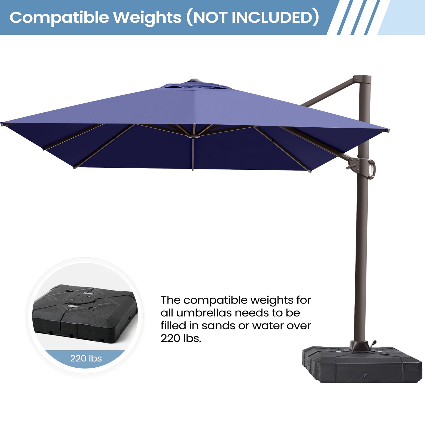 Crestlive Products 13x10ft Aluminum Crank Cantilever Patio Umbrella