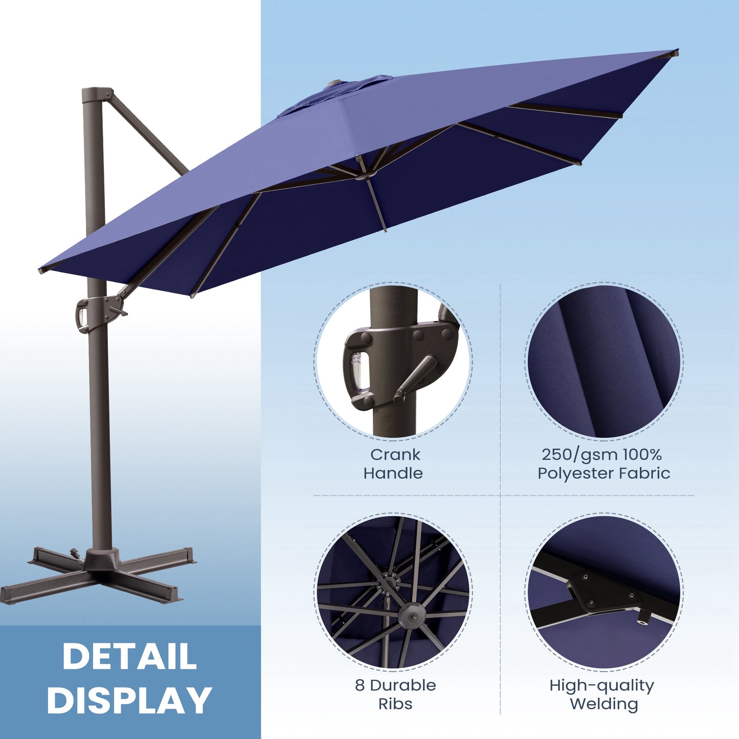 Crestlive Products 13x10ft Aluminum Crank Cantilever Patio Umbrella
