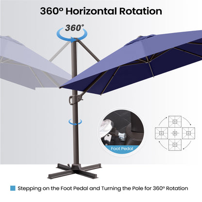 Crestlive Products 13x10ft Aluminum Crank Cantilever Patio Umbrella
