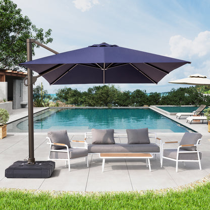 Crestlive Products 10'x 13' Patio Offset Cantilever Umbrella High-strength Aluminum Pole with 360°Rotation 5 Heights Adjustable Umbrella
