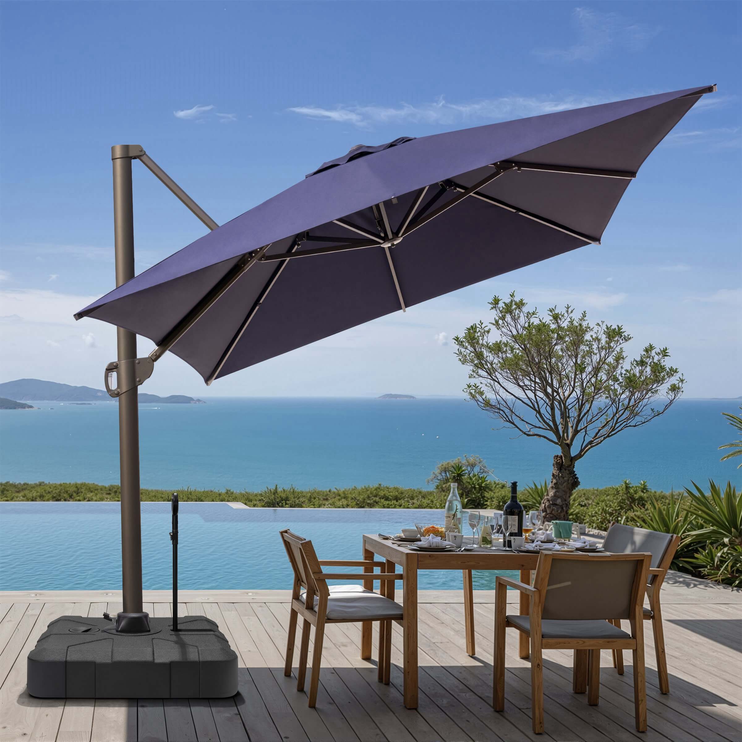 high end patio umbrella square base Kozyard 10' Large Outdoor with (Square 40"x40"), O Kozyard LLC Every tile captures the growth of the family Pellebant 11X11 ft Outdoor Square