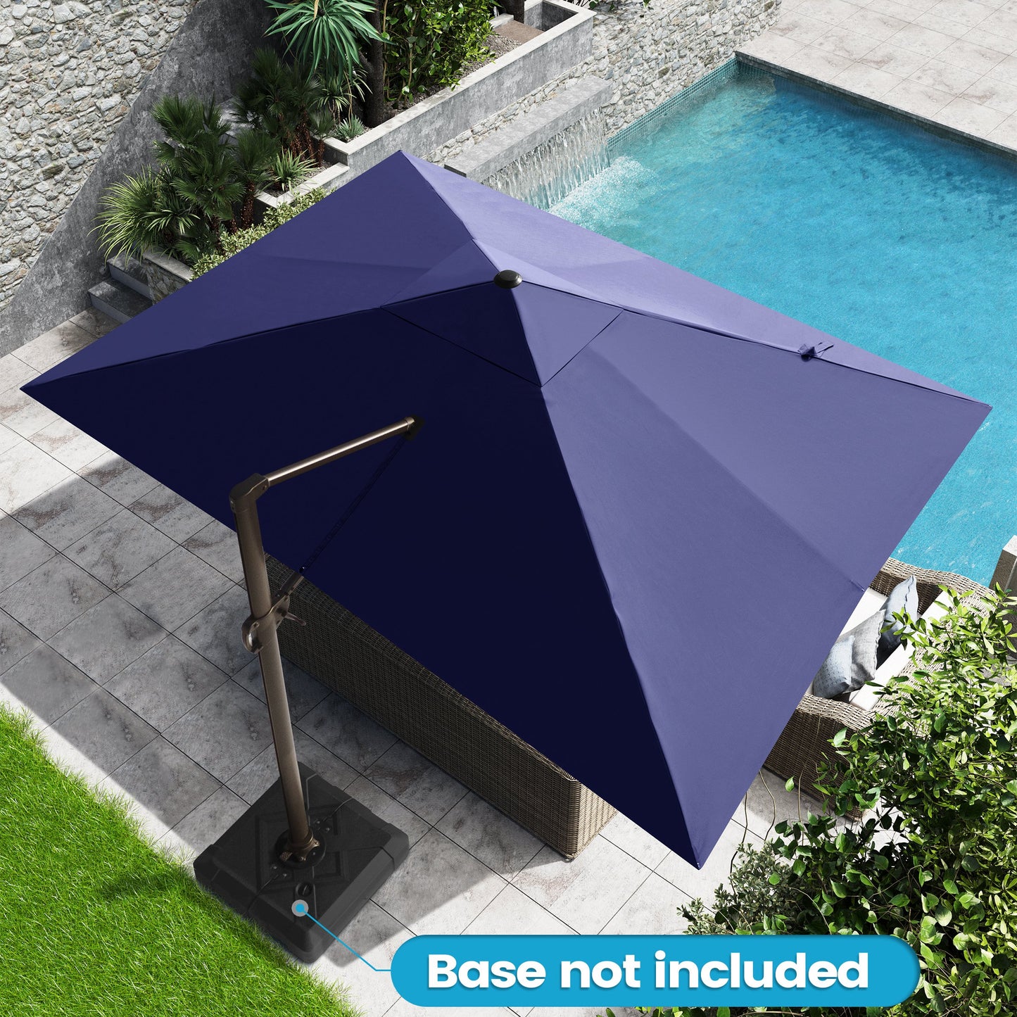 Crestlive Products 10'x 13' Patio Offset Cantilever Umbrella High-strength Aluminum Pole with 360°Rotation 5 Heights Adjustable Umbrella