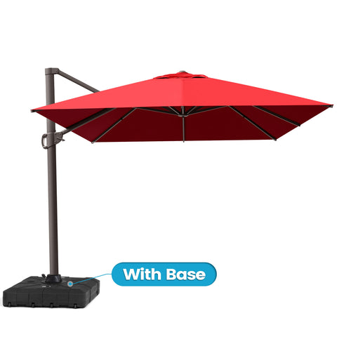 Crestlive Products 13x10ft Aluminum Crank Cantilever Patio Umbrella with Base Options
