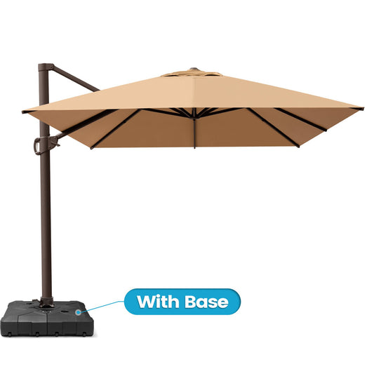 Crestlive Products 10x13ft Aluminum Crank Cantilever Patio Umbrella with Base