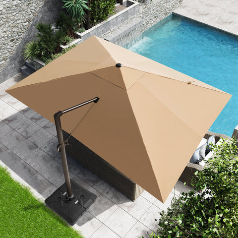 Crestlive Products 13x10ft Aluminum Crank Cantilever Patio Umbrella with Base Options