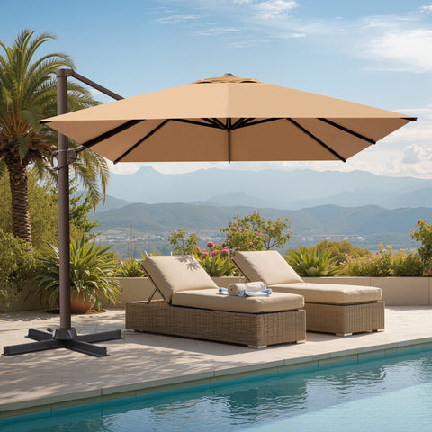 Crestlive Products 13x10ft Aluminum Crank Cantilever Patio Umbrella with Base Options