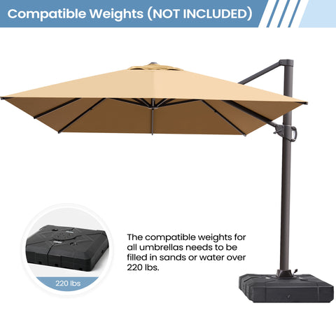 Crestlive Products 13x10ft Aluminum Crank Cantilever Patio Umbrella with Base Options