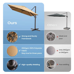 13x10 ft Aluminum Cantilever Patio Umbrella (Base Options)