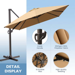 13x10 ft Aluminum Cantilever Patio Umbrella (Base Options)