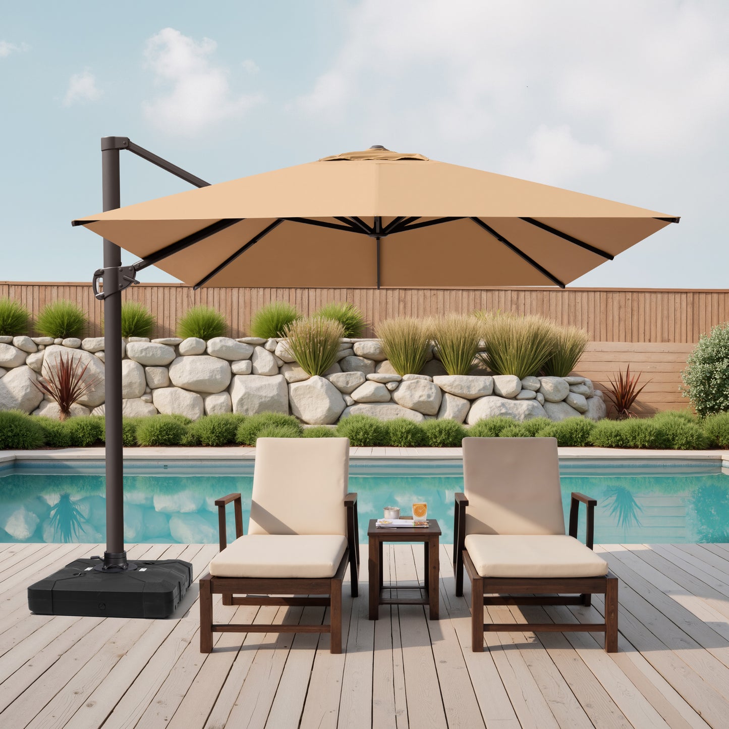 Crestlive Products 10x13ft Aluminum Crank Cantilever Patio Umbrella with Base