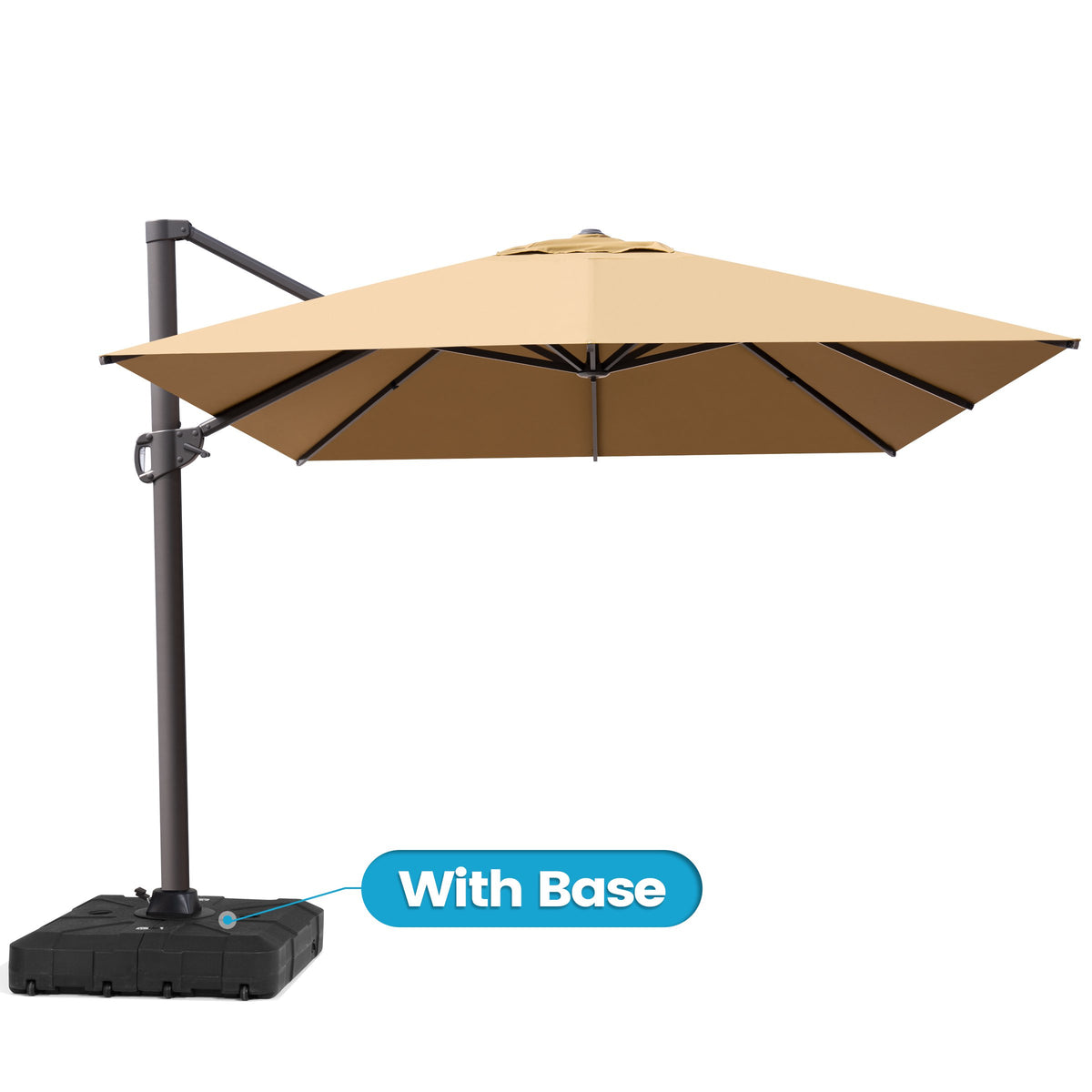 Crestlive Products 13x10ft Aluminum Crank Cantilever Patio Umbrella with Base Options