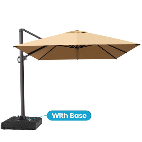 Crestlive Products 13x10ft Aluminum Crank Cantilever Patio Umbrella with Base Options